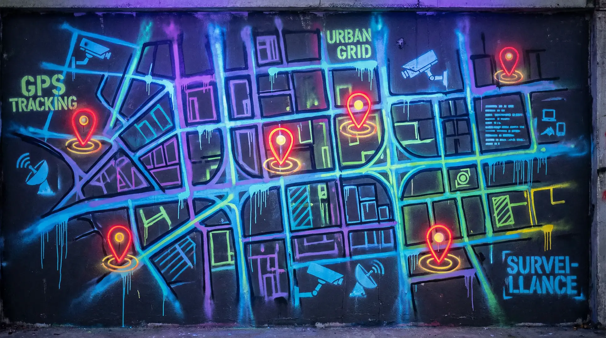 莲美恋超市 狗仔追踪地图 - 城市涂鸦风格